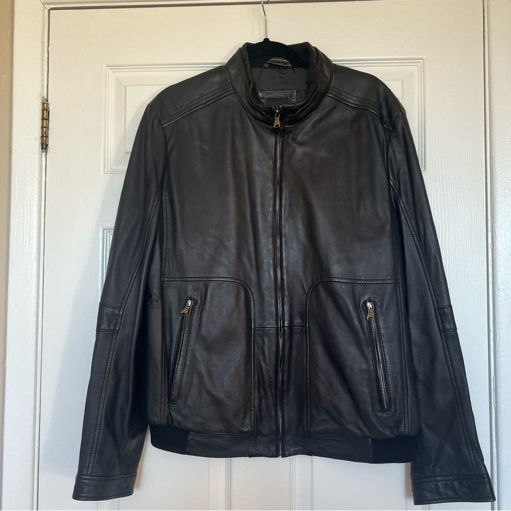 Boss Men's Black Leather Jacket